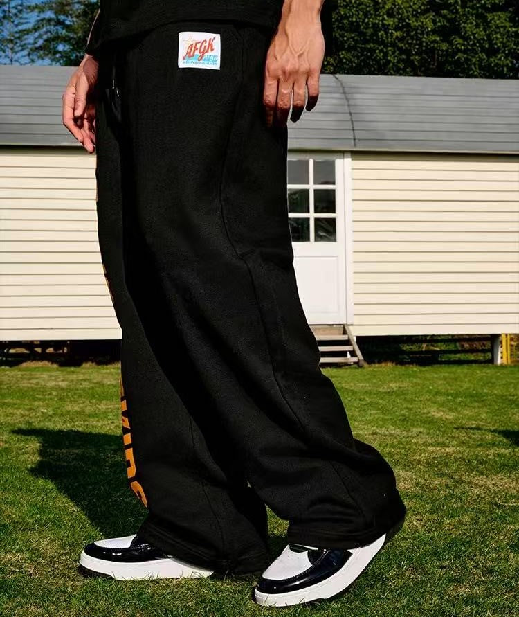 AFGK Double Row Letter Print Casual Sweatpants