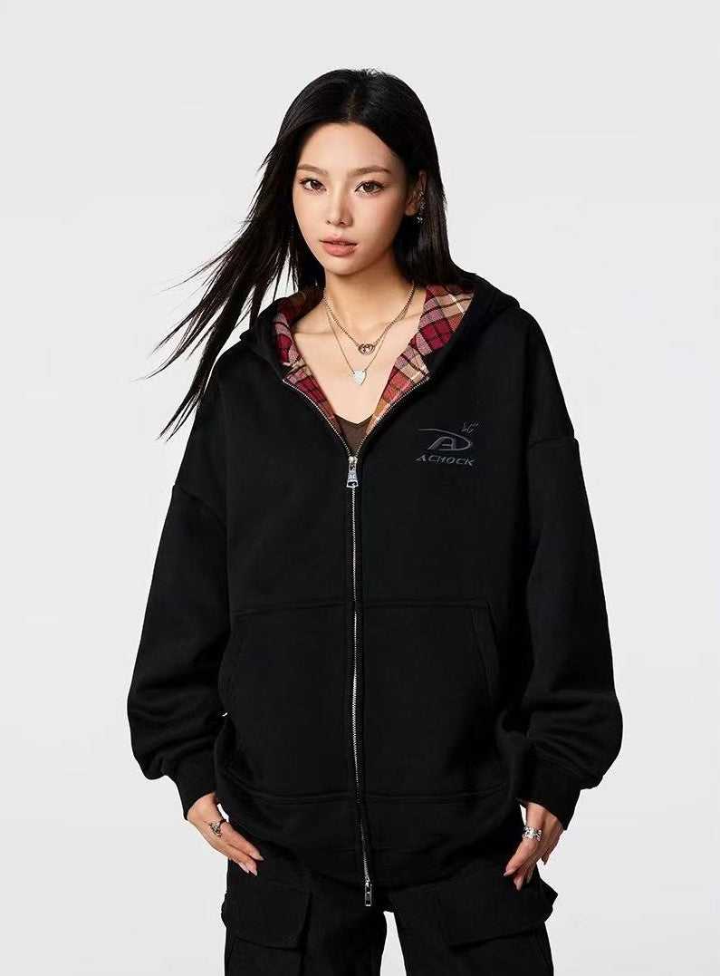 ACHOCK Logo Embroidery Zipper Hoodie