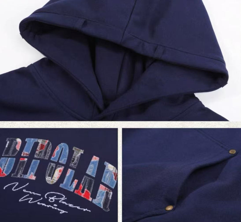 BIPOLAR Denim Patchwork Plaid Hoodie