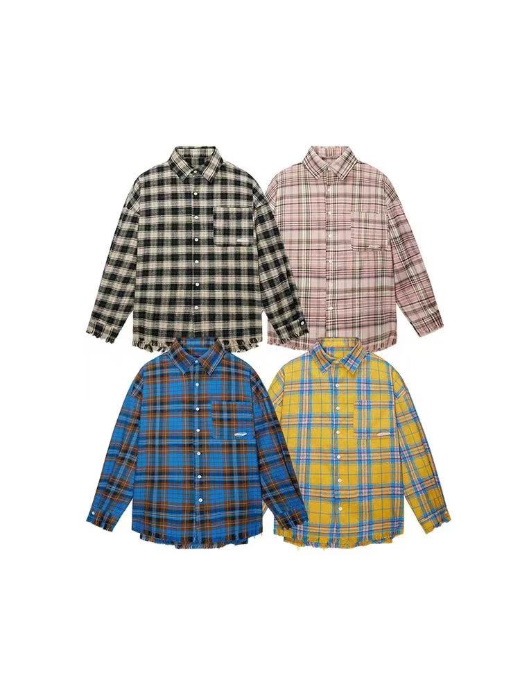 ICONSLAB Plaid Hem Long Sleeve T-shirt