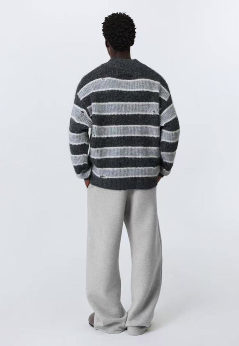 ATRY Retro Striped V-neck Sweater