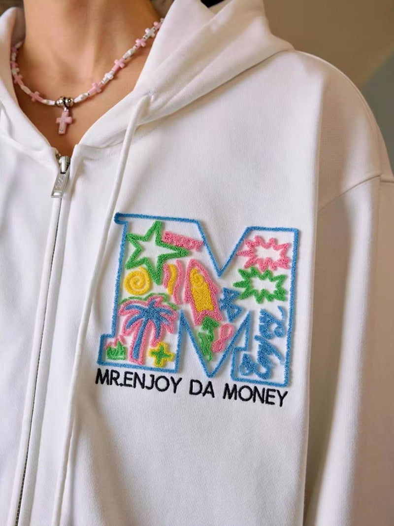 MEDM Big M Plush Wire Frame Padded Zipper Hoodie