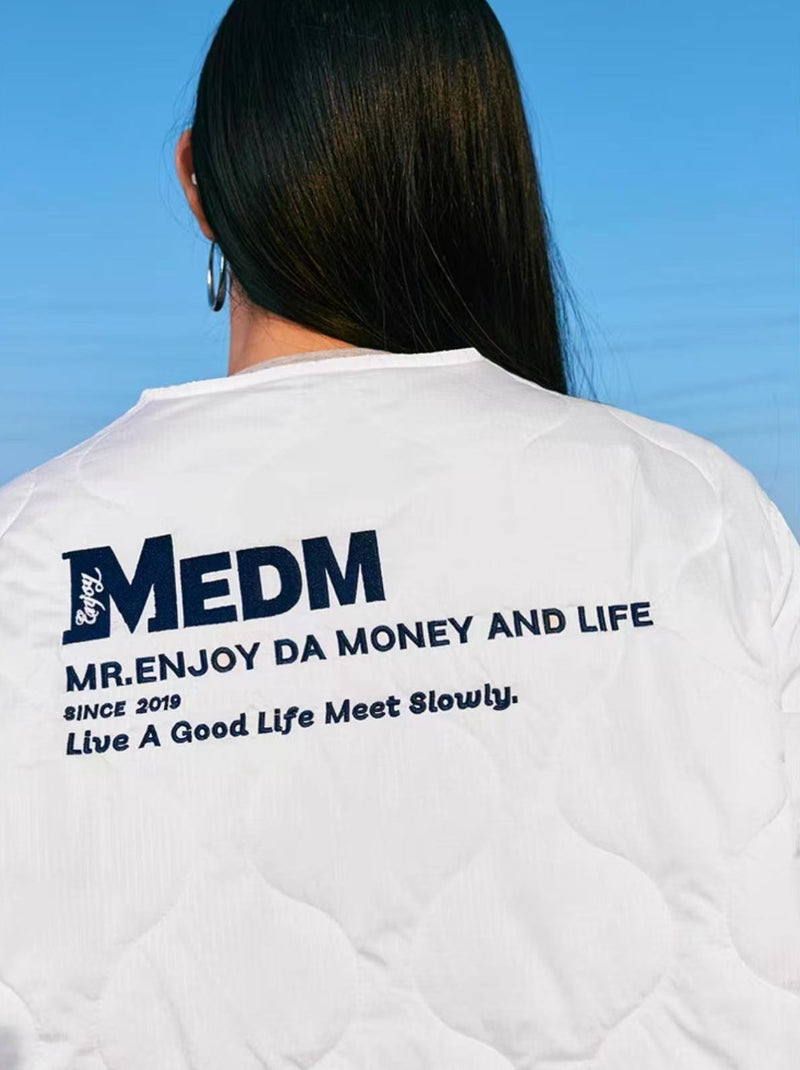 MEDM Embroidery Font Typesetting Cotton Coat