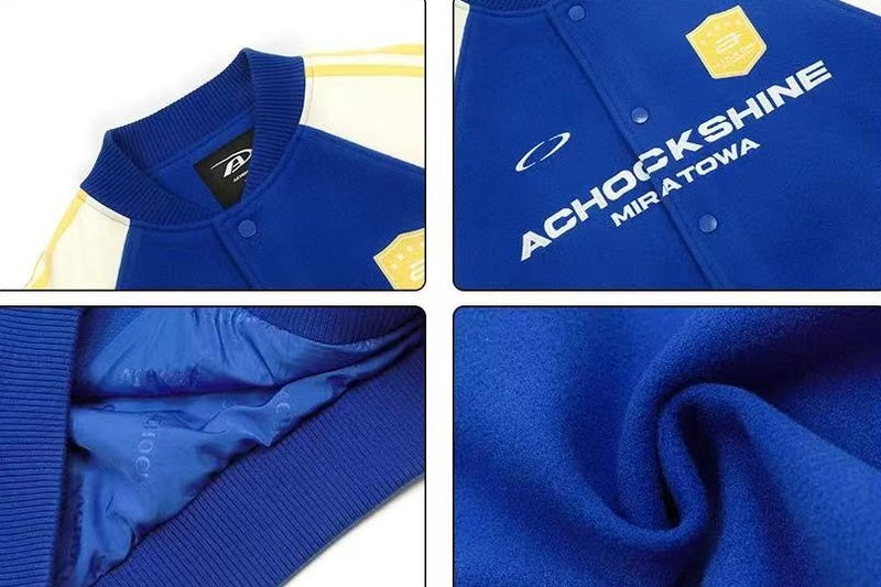 ACHOCK Stitched Contrasting Retro Baseball Jacket
