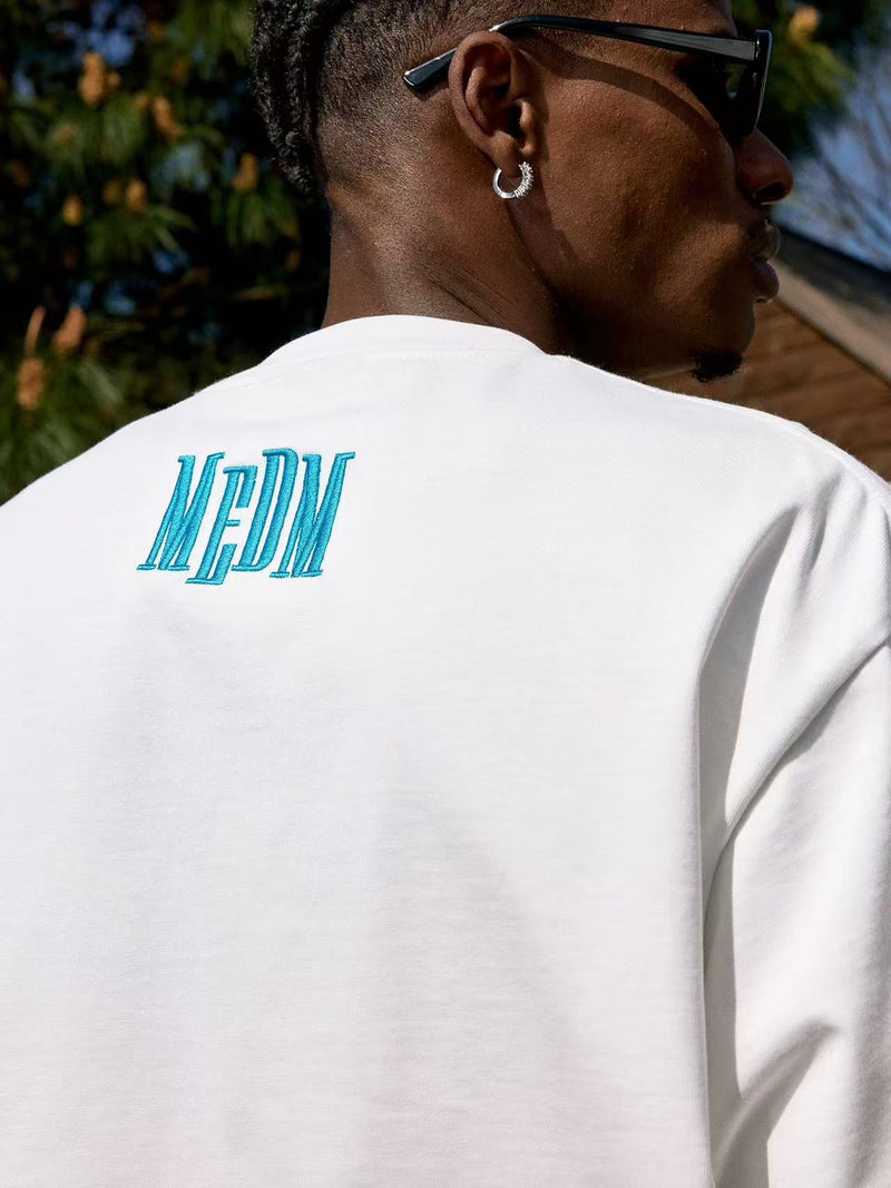 MEDM Webbing Embroidered Letter Short-sleeves T-shirt