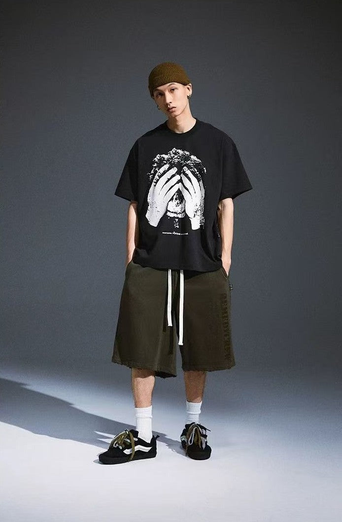 REMEDY Portrait Crackle Print Short-sleeved T-shirt