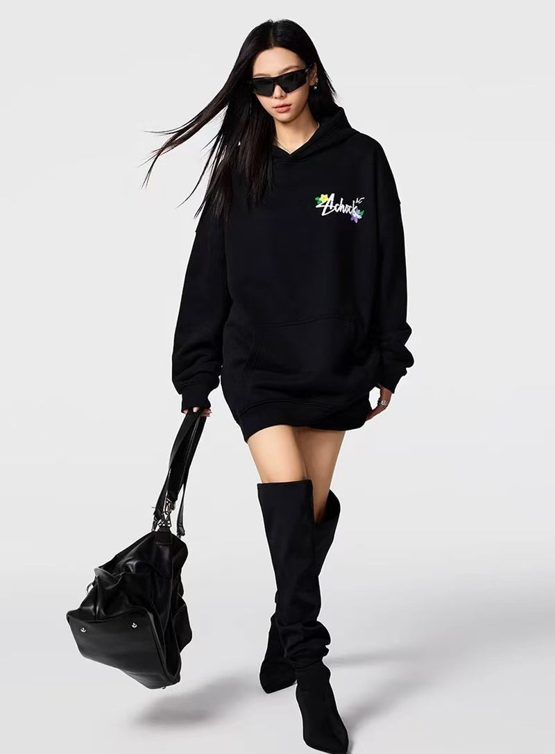 ACHOCK Logo Floral Embroidered Hoodie
