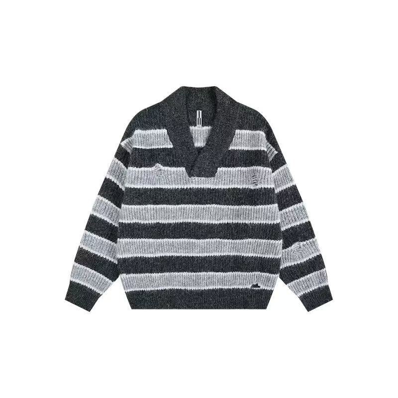 ATRY Retro Striped V-neck Sweater