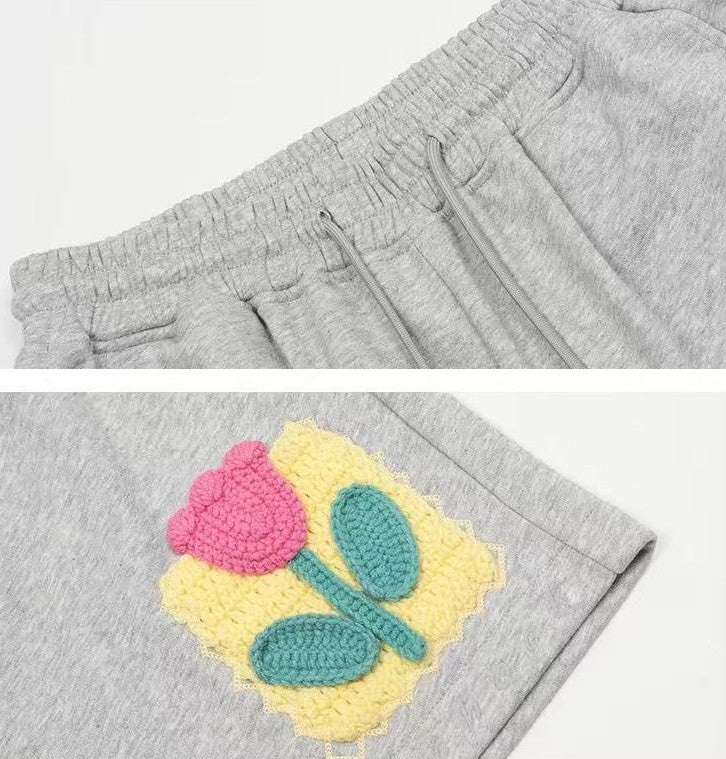 ACHOCK Hip-hop Heavy Tulip Embroidered Shorts