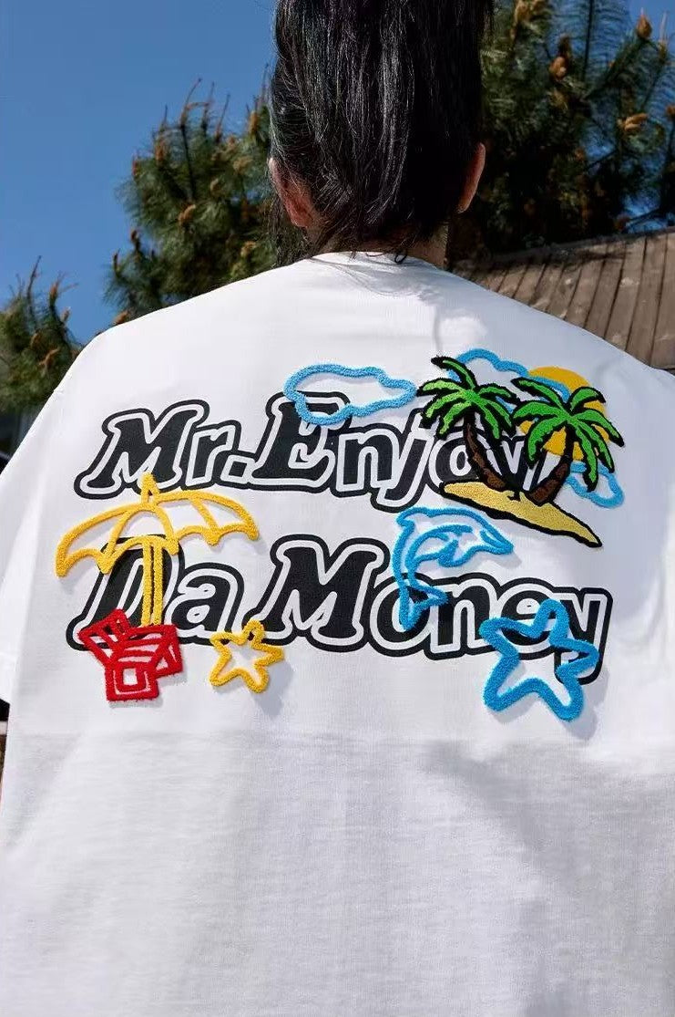 MEDM Toothbrush Embroidered Coconut Tree Short-sleeved T-shirt