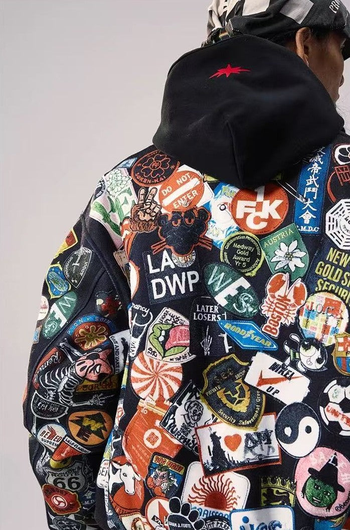 REMEDY Over Printed Badge Varsity Jacket