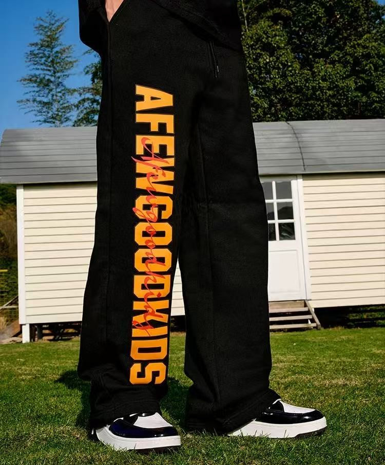 AFGK Double Row Letter Print Casual Sweatpants