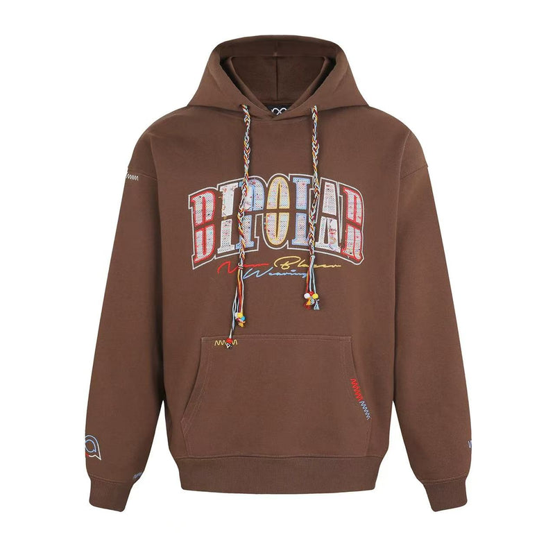 BIPOLAR Rainbow Tassel Appliqué Embroidered Hoodie