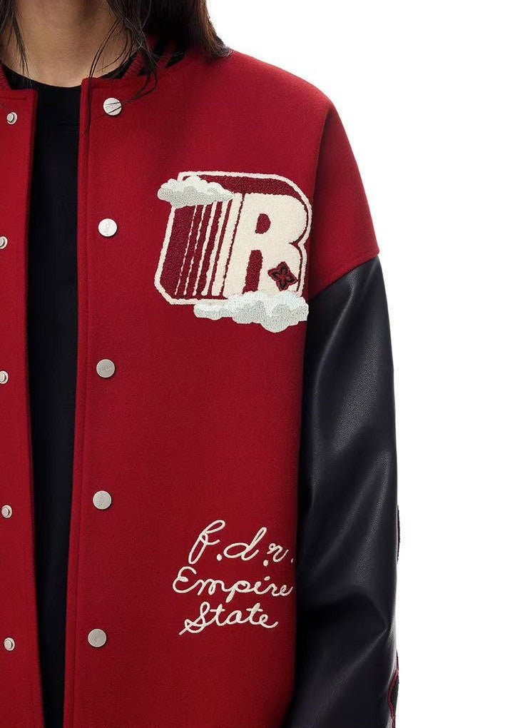 FDR R Logo Cloud Towel Embroidered Varrsity Jacket