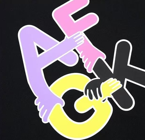 AFGK Holding Hands Fun Printed Short-sleeved T-shirt
