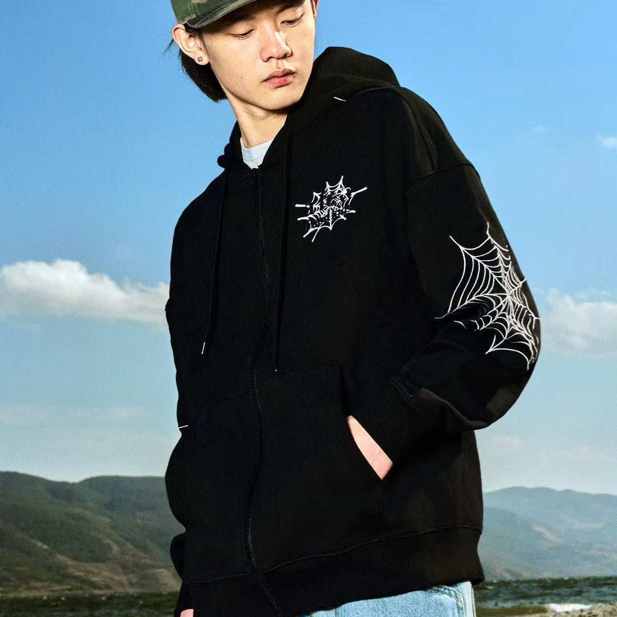 AFGK Spider Web Print Cardigan Jacket
