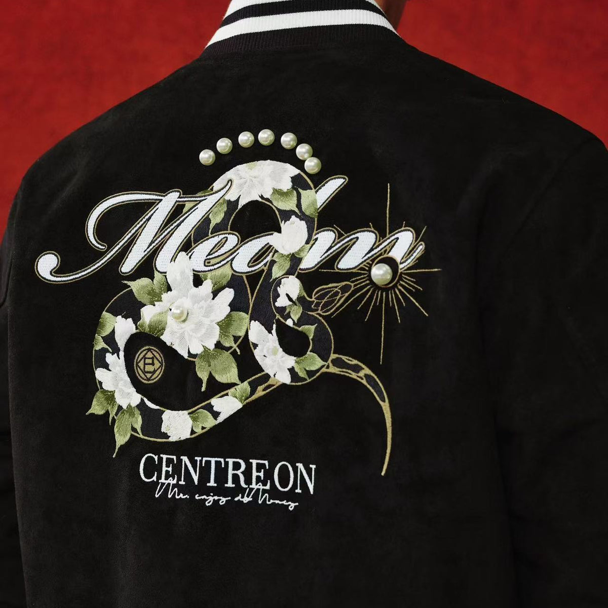 MEDM "Year of the Snake" Suede Varsity Jacket