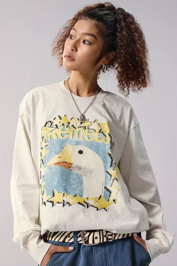 REMEDY Retro Duck Print Long-sleeve Tee