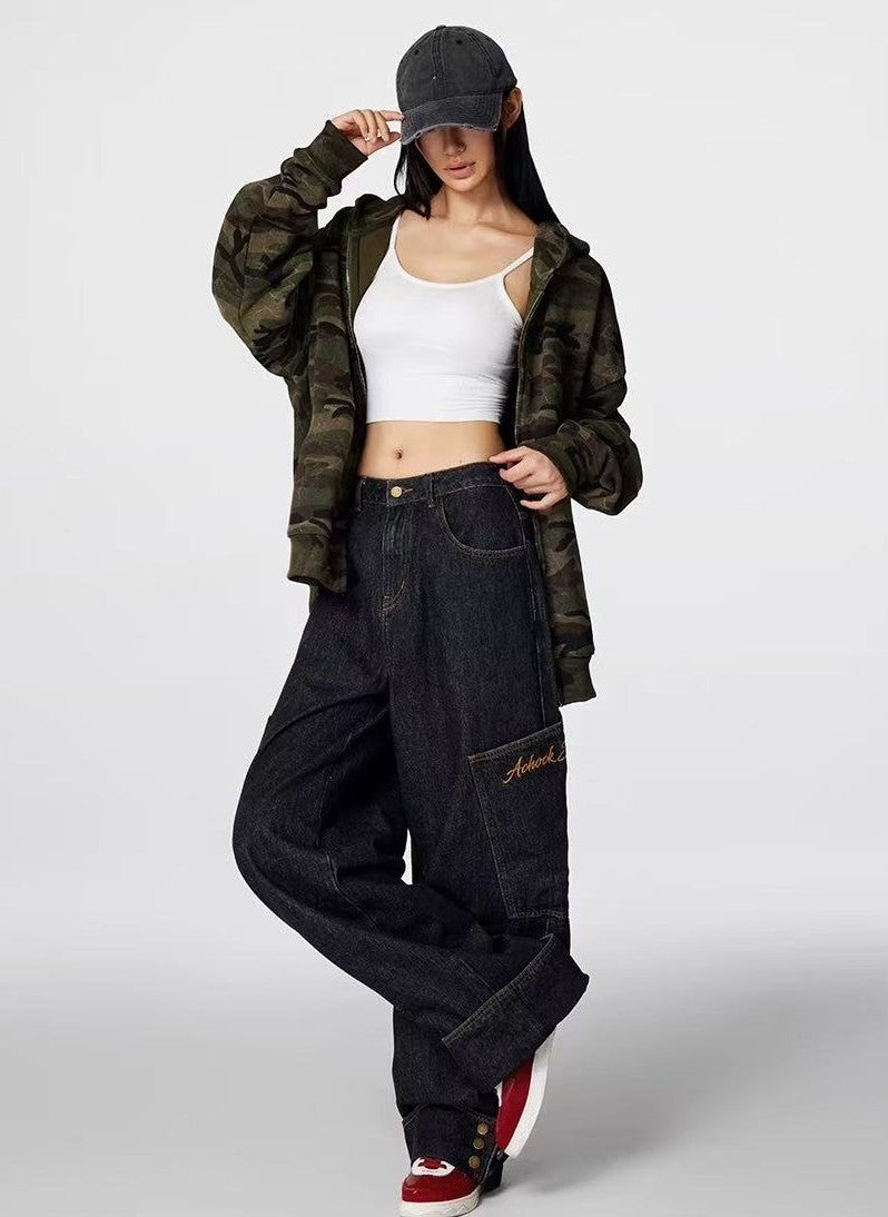 ACHOCK Large Pocket Denim Jeans