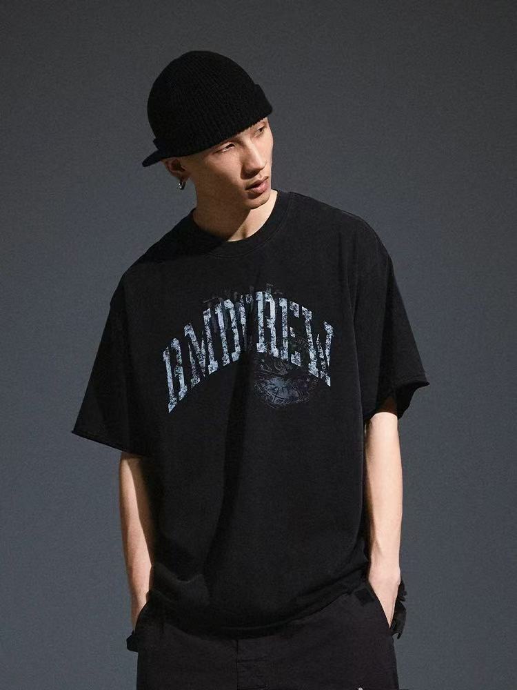 REMEDY Distressed Letter Print Short-sleeve T-shirt