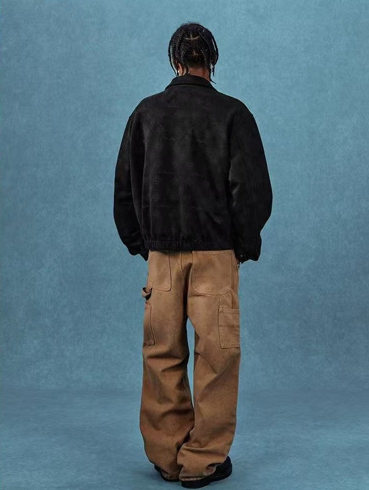 MEDM Suede Leather Brand Lapel Jacket