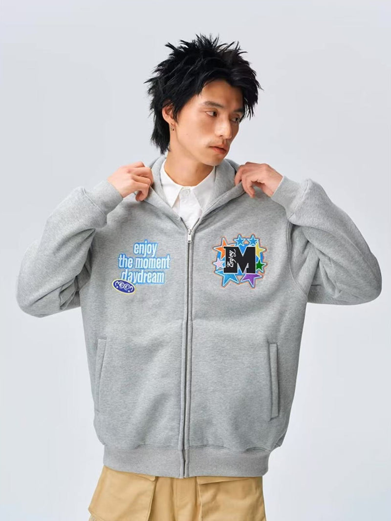 MEDM Blooming Star Embroidered Zipper Hoodie