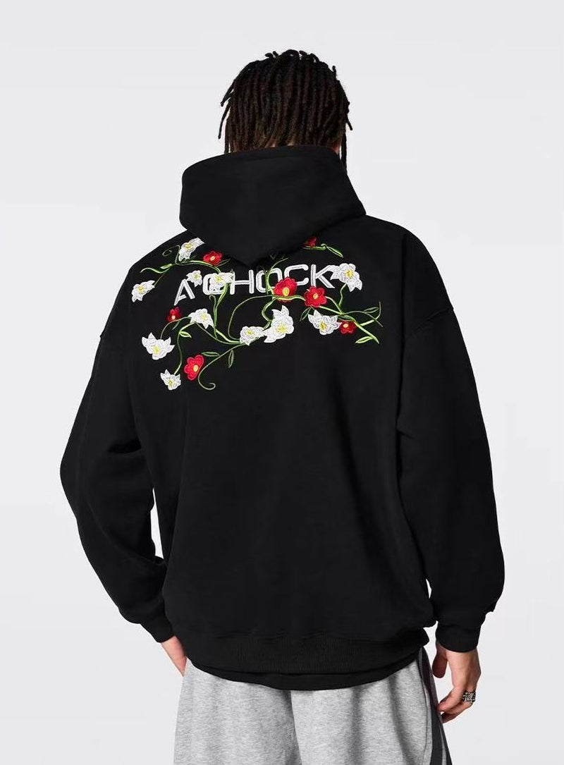 ACHOCK Heavy Floral Embroidered Hoodie