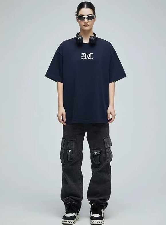 ACHOCK Multicolor Basic Logo Letter Print Short-sleeves T-shirts