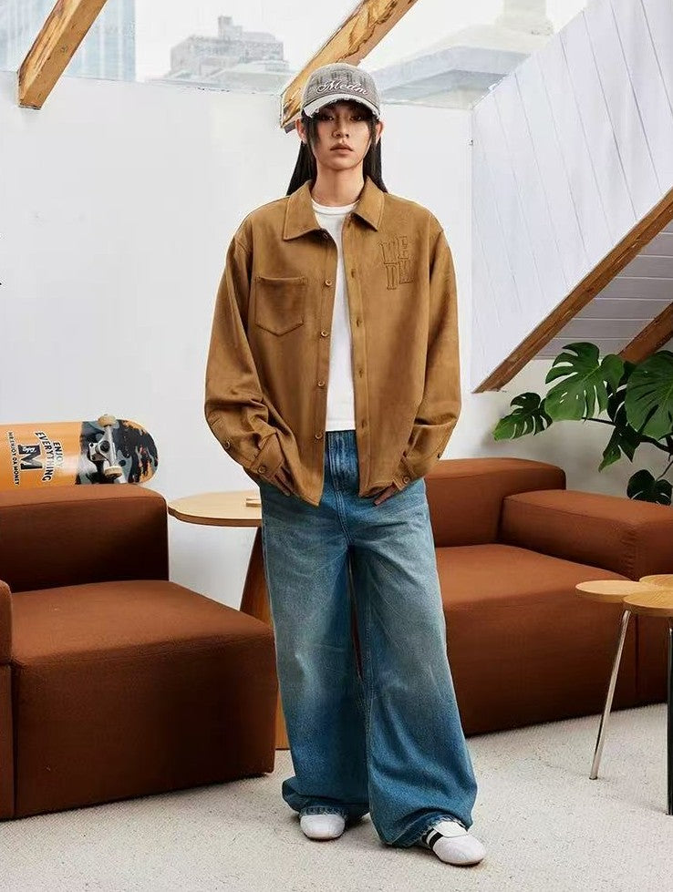 MEDM  Basic Logo Suede Shirt Jacket
