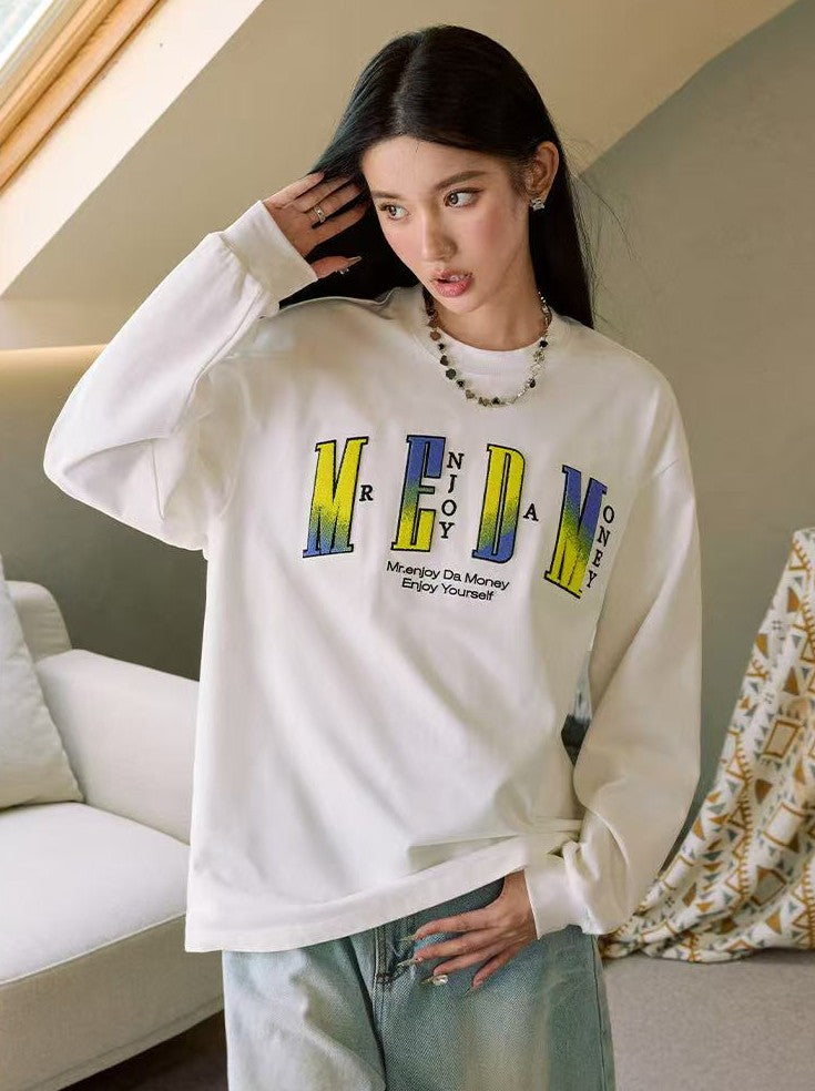 MEDM Toothbrush Embroidered Patch Long-sleeved T-shirt