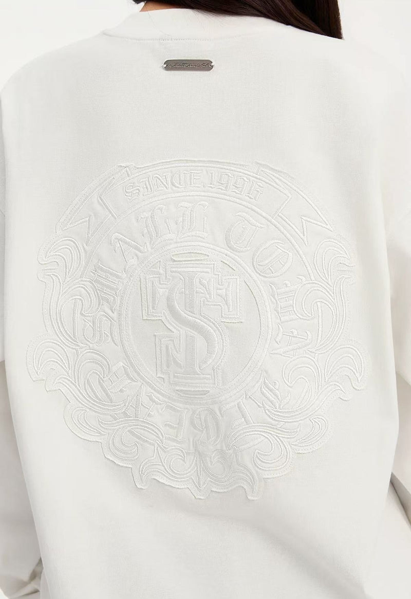 STK Vintage Circular Applique Embroidered Long-Sleeve T-Shirt