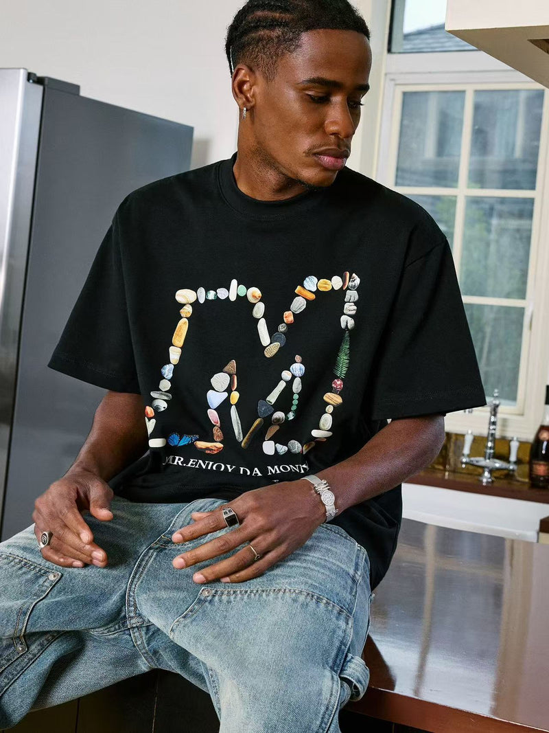 MEDM Colorful Stone M Print Short-sleeve T-Shirt