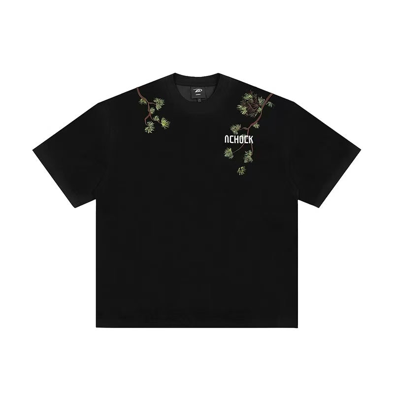 ACHOCK Branch Floral Embroidered T-shirt