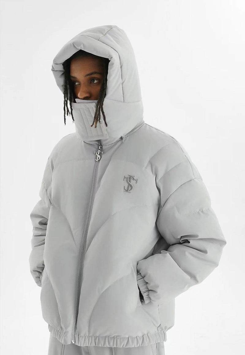 STK Vintage Quilted Embroidered Hooded Down Jacket