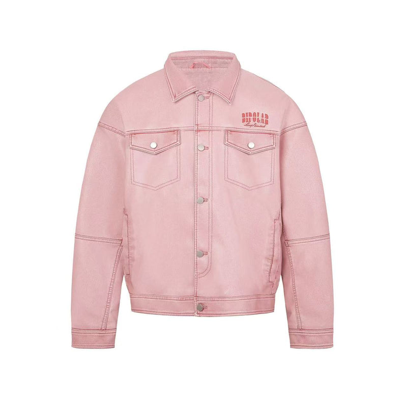BIPOLAR Hyphenation Polished PU Leather Jacket