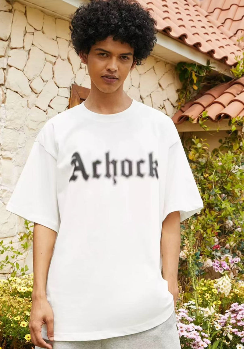ACHOCK Simple Dot Logo Blur Printed T-shirt