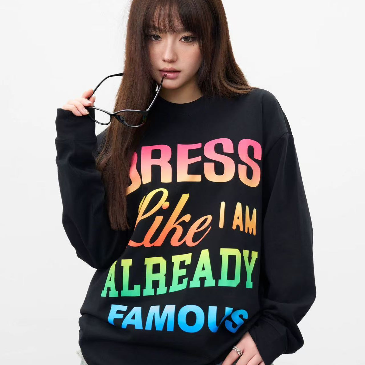 AFGK Color Gradient Slogan Long-sleeve T-Shirt