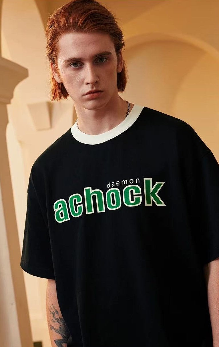 ACHOCK Suede Foam Printed Short-sleeved T-shirt