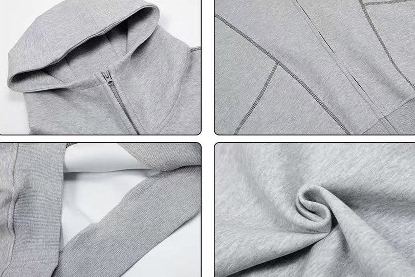 ACHOCK  Heavy Air Layer Cardigan Zipper Sweatshirt