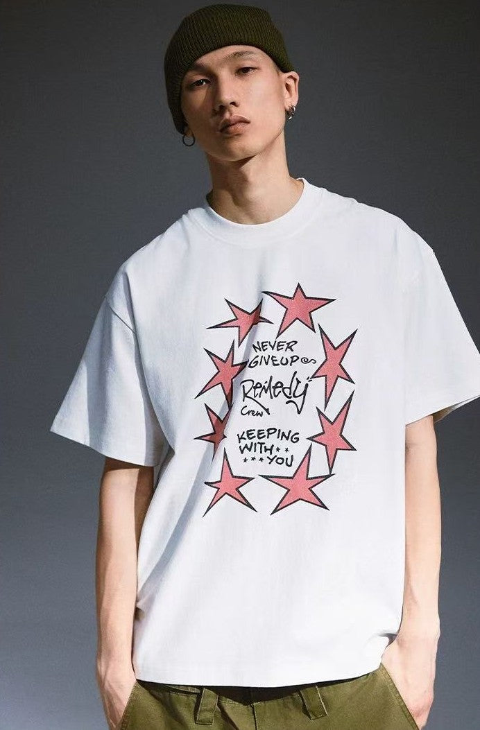 REMEDY Retro Star Print Short-sleeve T-shirt