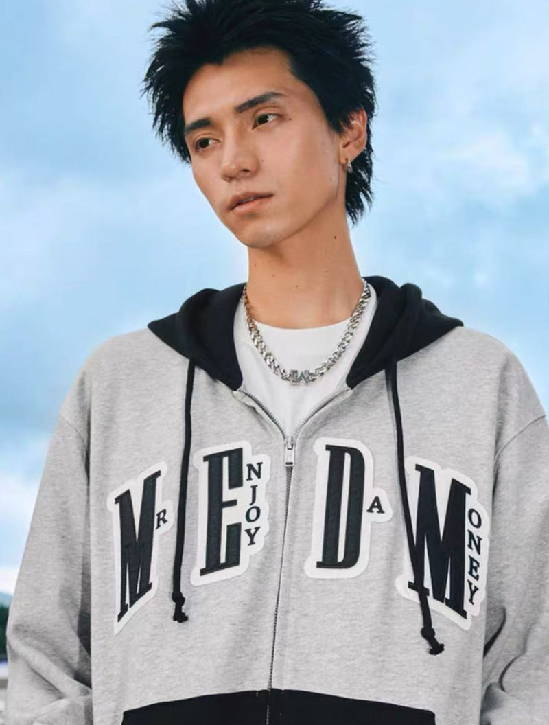 MEDM Colorblock Patch Zip-up Hoodie