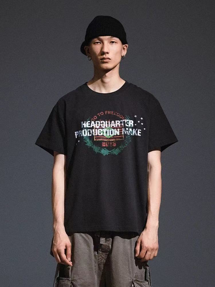 REMEDY Distressed Letter Print Short-sleeve T-shirt