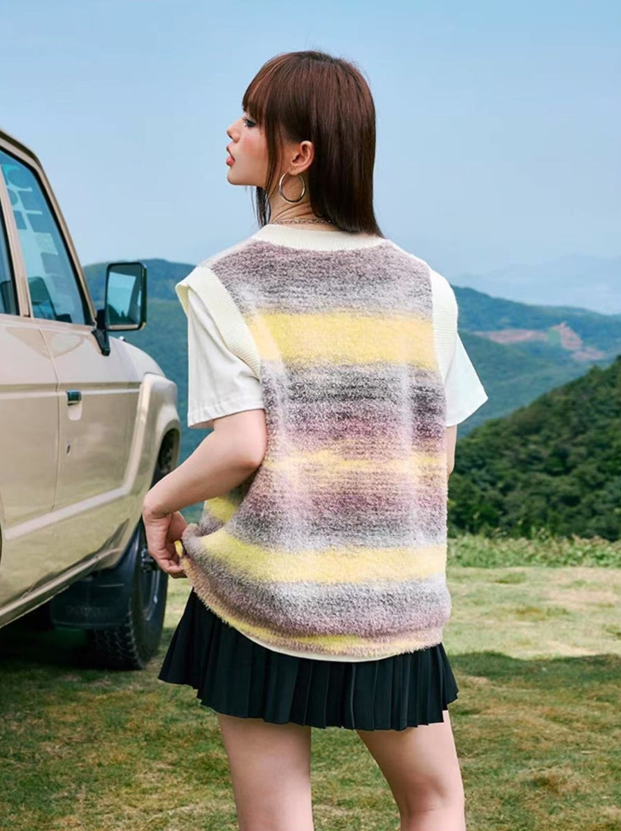 MEDM Colorful Striped Sweater Vest