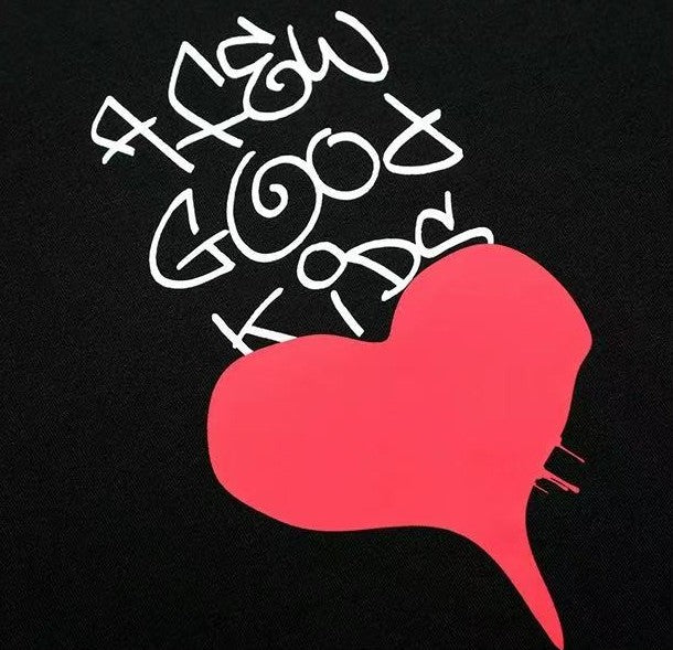 AFGK Valentine's Day Love Graffiti Letter Print Short Sleeve T-Shirt