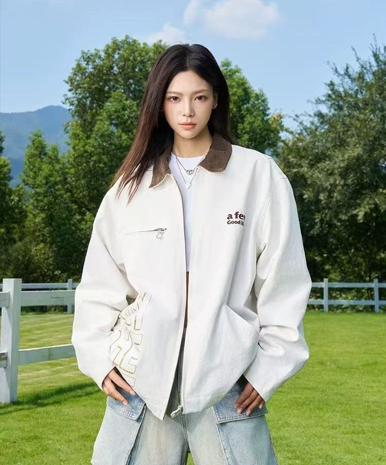 AFGK Vintage Quilted Cotton Washed Distressed Detroit Jacket