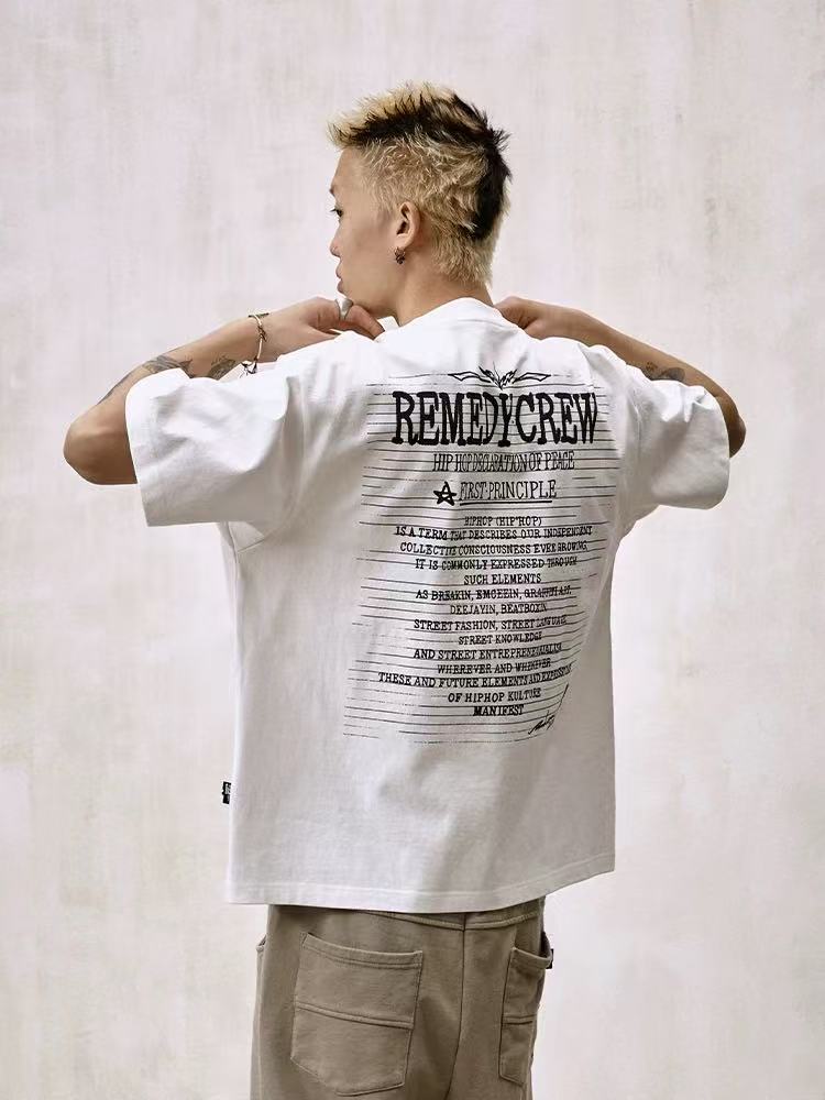 REMEDY Retro Letter Print Short-sleeve T-shirt