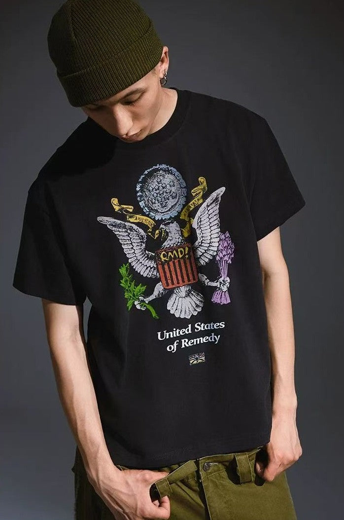 REMEDY  Peace Eagle Design Short-sleeve T-shirt