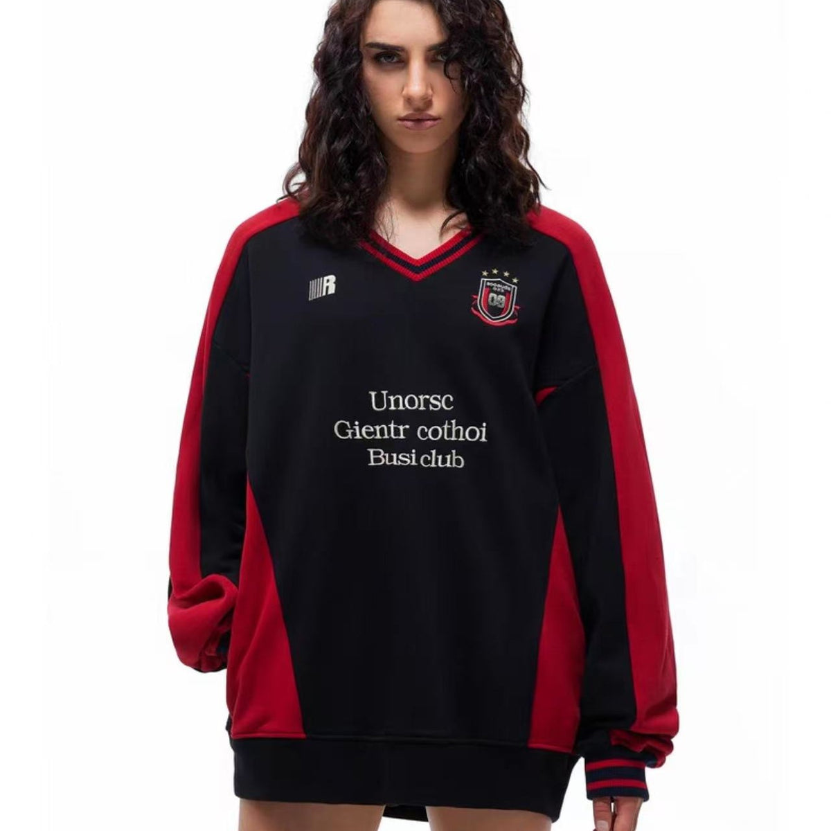 FDR Badge V-neck Contrasting Colors Sweater