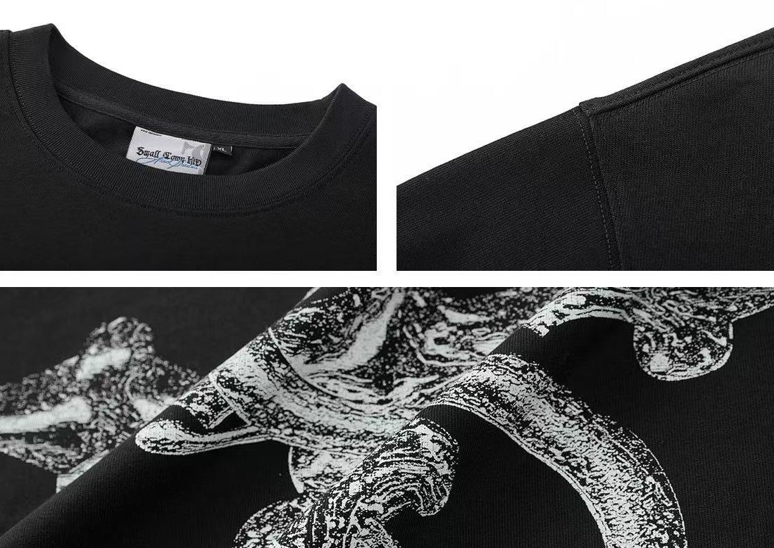 STK Vintage Black and White Cross Long-Sleeve T-Shirt