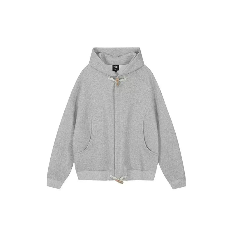ACHOCK Horn Button Air Layer Cardigan Hooded Sweatshirt